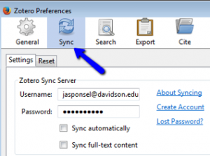 syncing in zotero